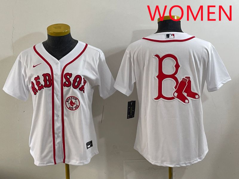 Women 2025 Boston Red Sox Blank White Game Nike MLB Jersey style 8